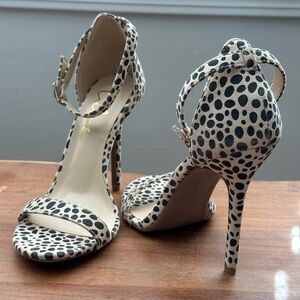 Lulus Elsi Baby Cheetah Suede Single Strap Heels Beige - Size 6.5